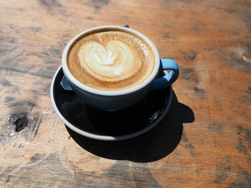 blue ceramic mug