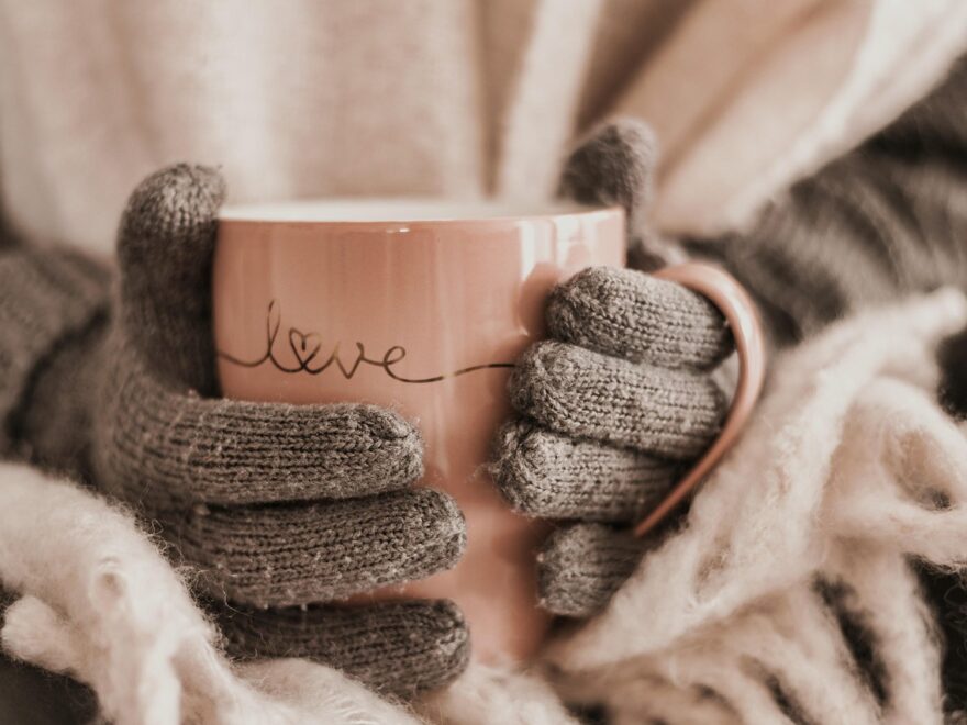 winter, cozy, cup, comfort, warmth, gloves, scarf, tea cup, tea